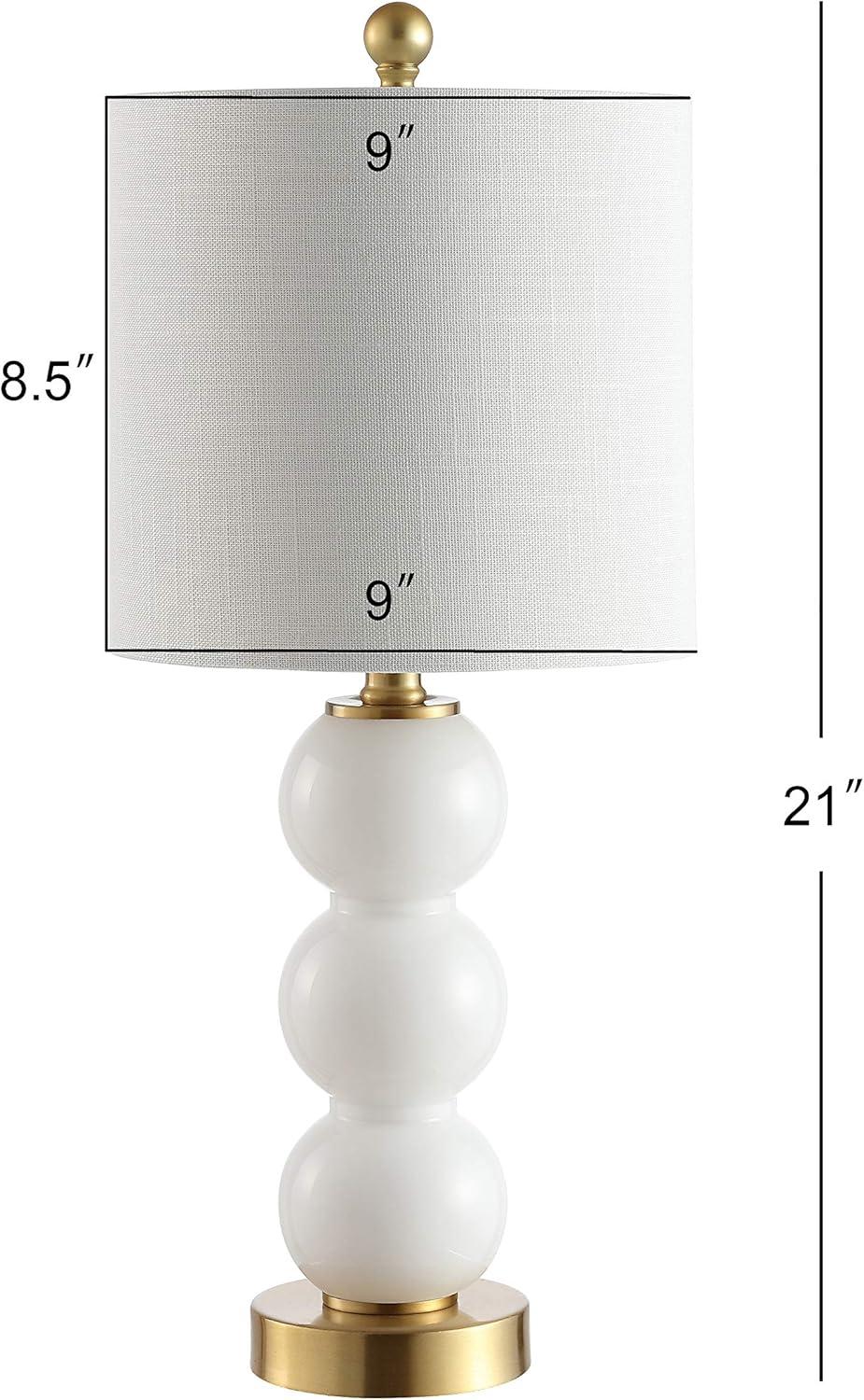 21" Brass Gold and White Glass Table Lamp