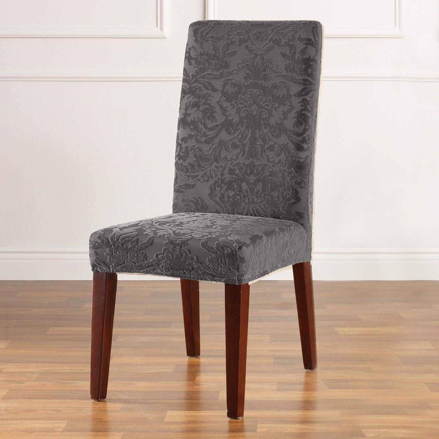 Sure Fit Stretch Jacquard Damask Short Dining Room Chair Slipcover