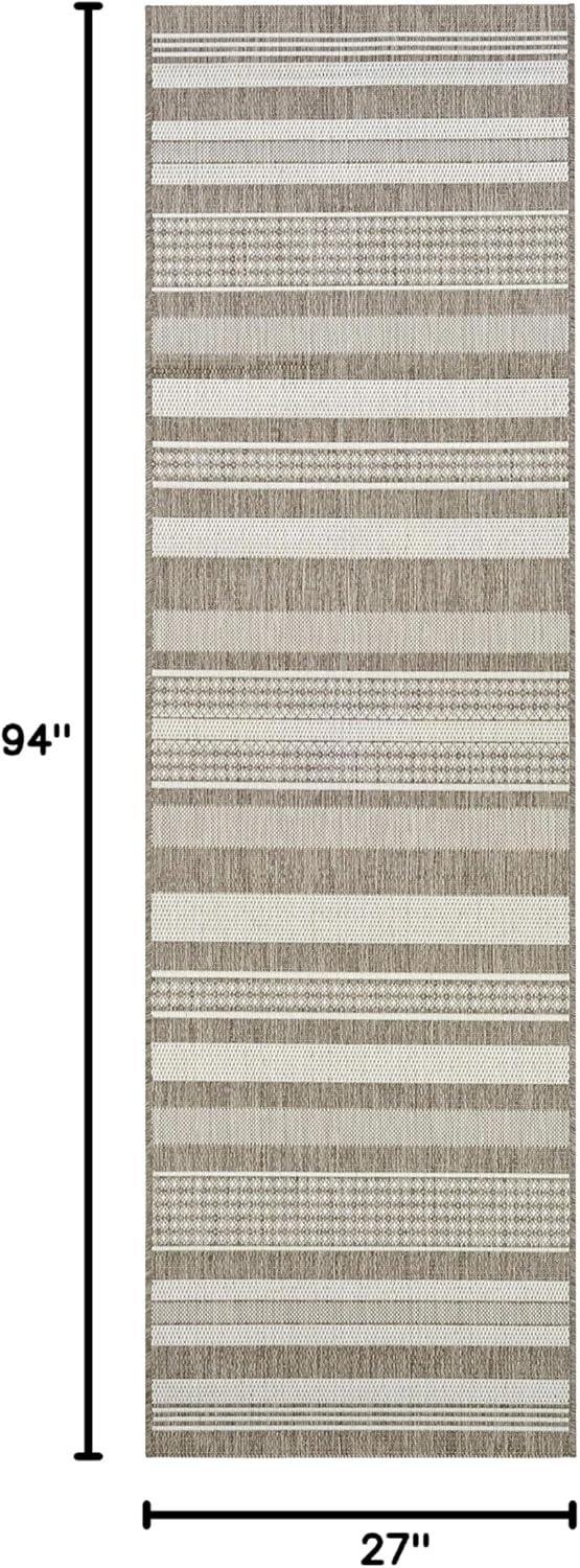 Couristan Recife Gazebo Stripe Indoor / Outdoor Area Rug, Champagne- Taupe, 2'3" x 7'10" Runner