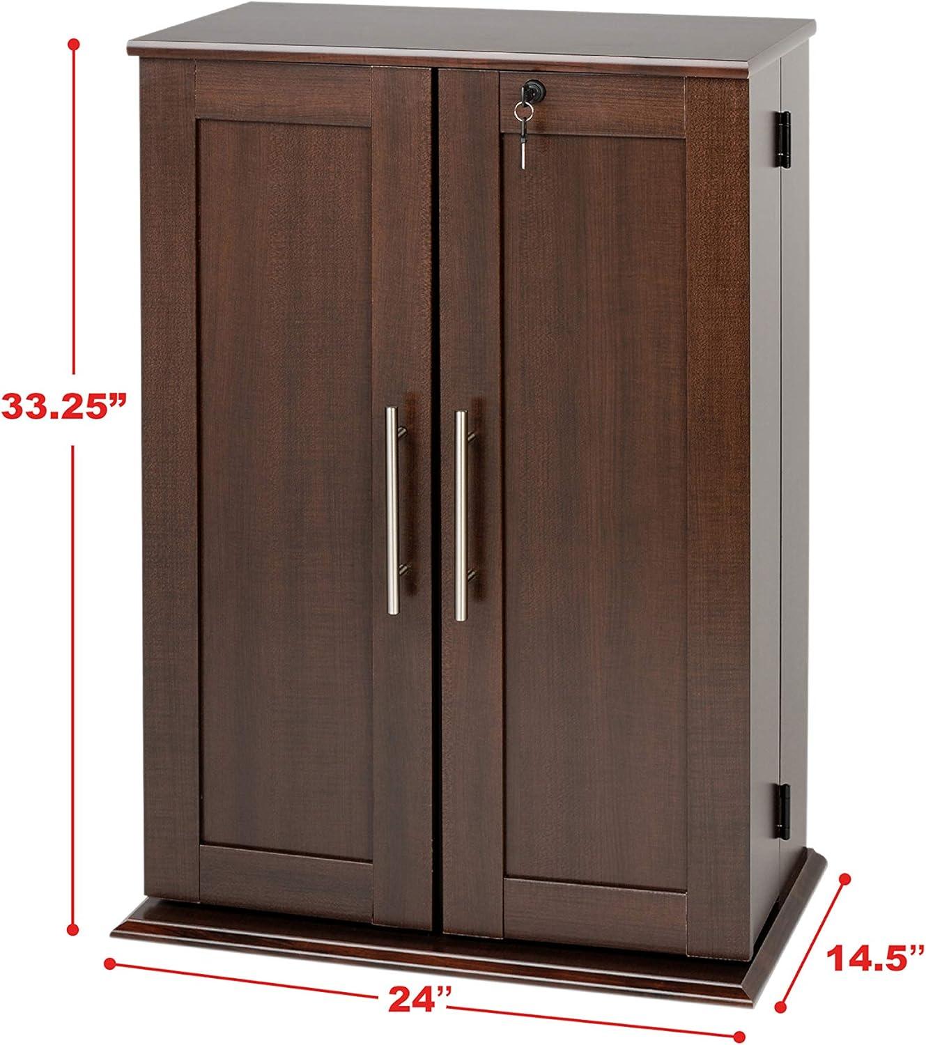 Espresso Laminated Wood Composite Media Storage with Lockable Doors