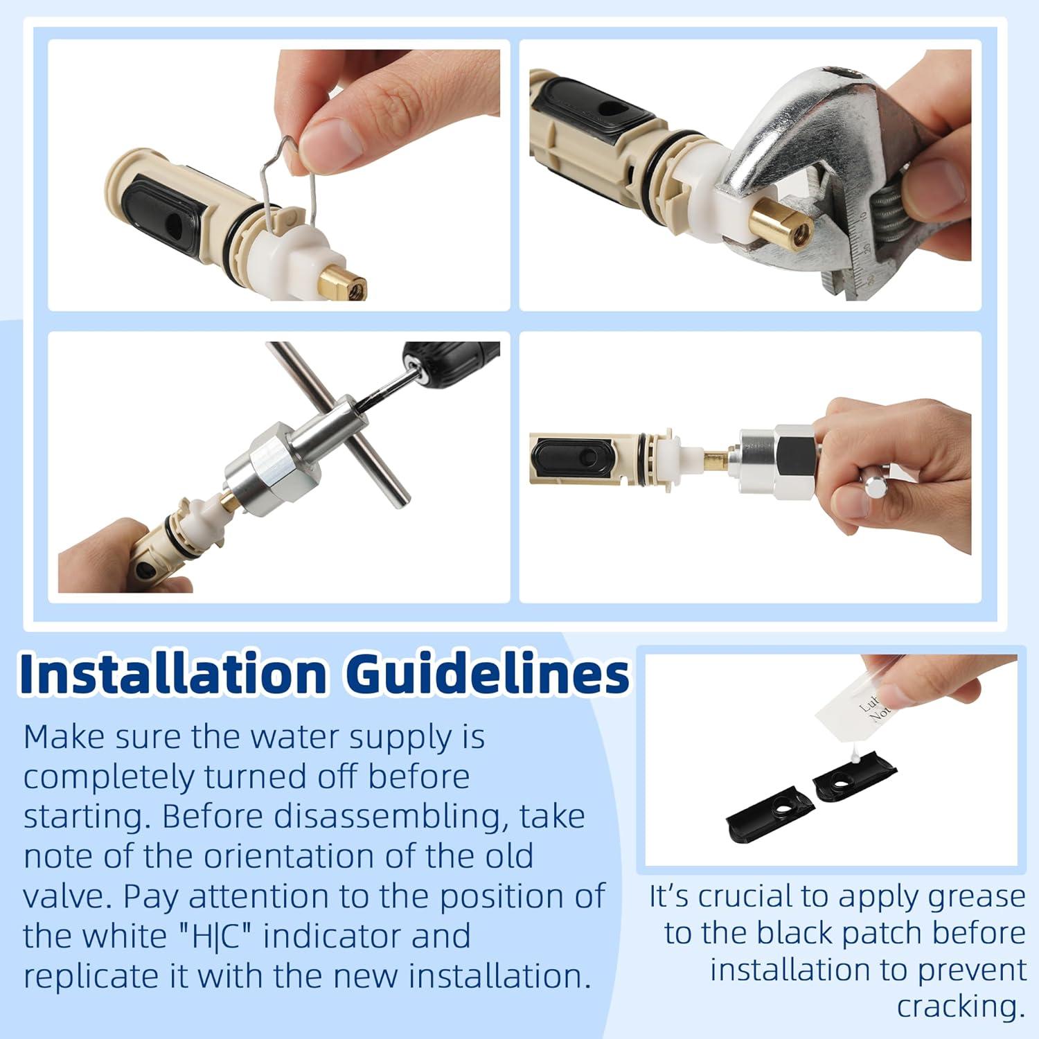 1222 Replacement Cartridge with Moen 104421 Cartridge Puller Removal Tool Retainer Clip Compatible with Moen One-Hanlde Posi Temp 1222B Shower Bathtub Faucet (1222 cartridge +104421 cartridge puller)