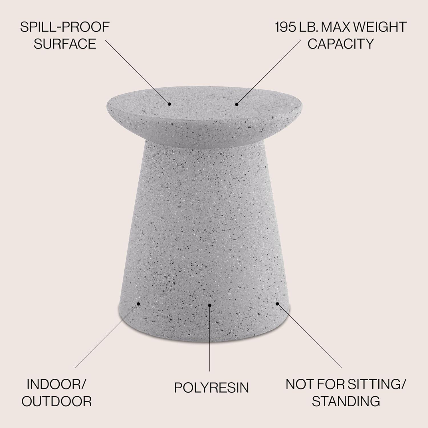 Hollie 18" Minimalist Modern Drum Accent Table Pedestal, Gray Terrazzo Finish - JONATHAN Y