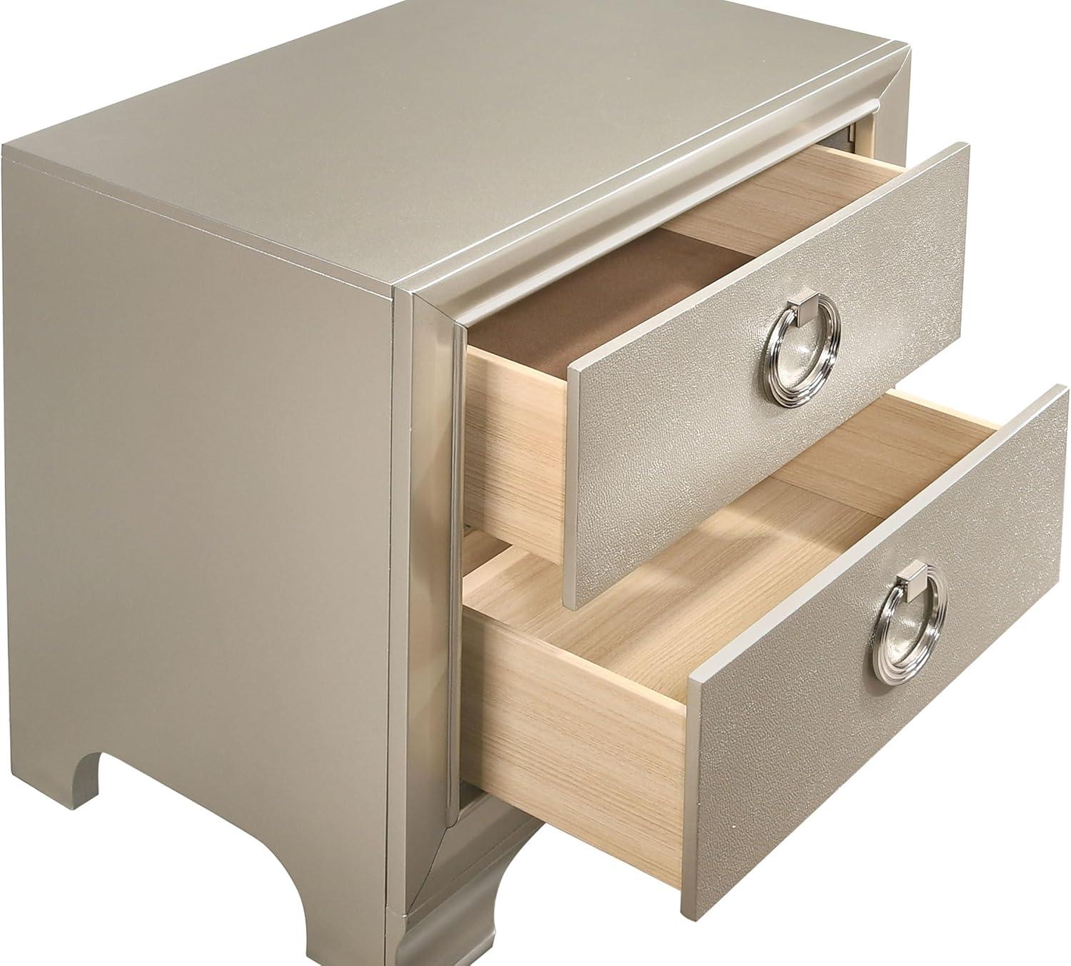 Salford 2-drawer Nightstand Metallic Sterling