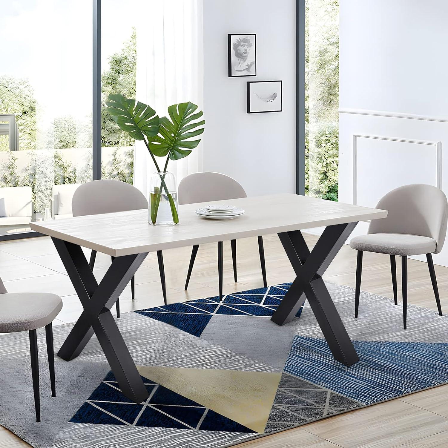 Black Steel X-Frame 28" Table Legs Set of 2