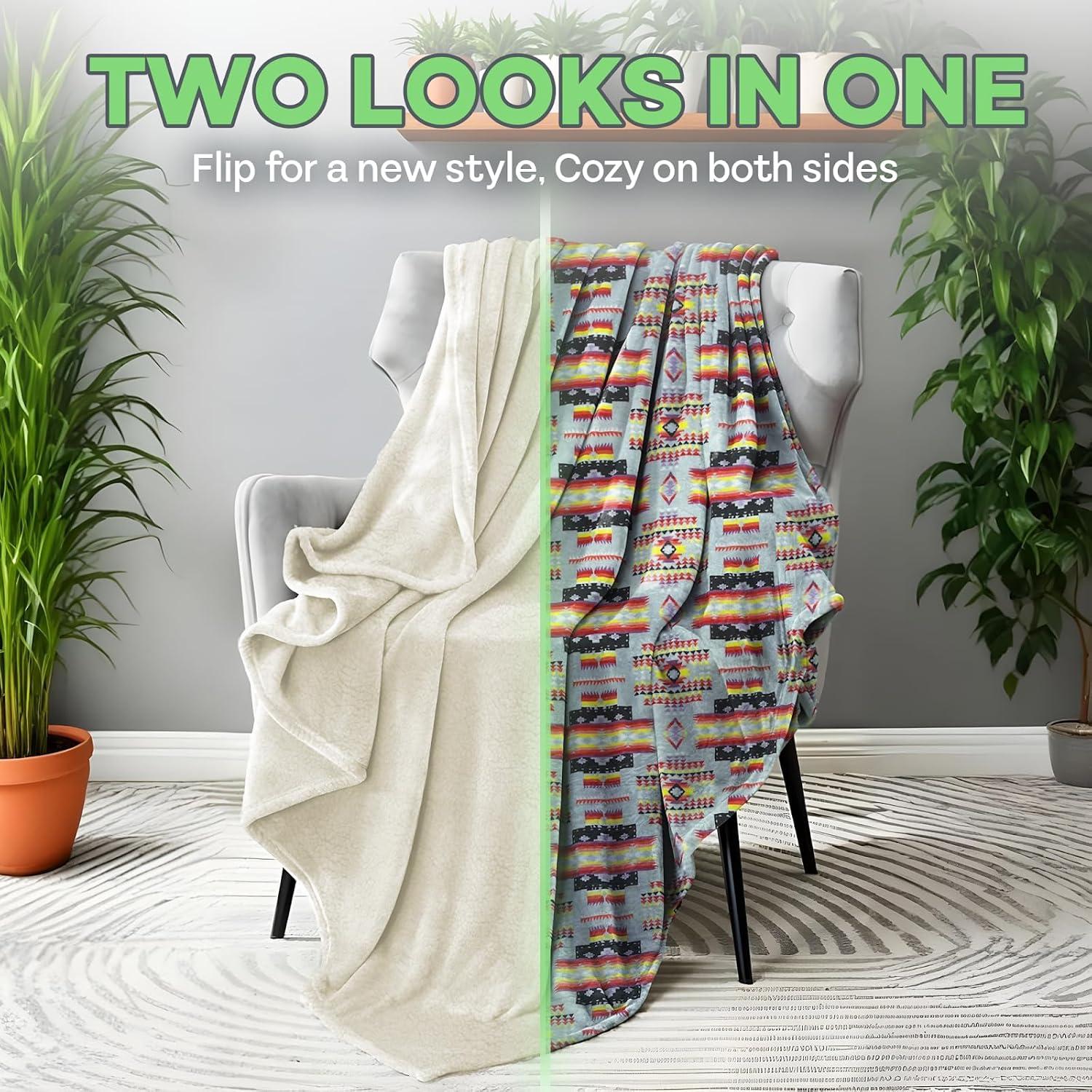 WW Sheets Luxuriously Cozy, Super Warm & Soft Aztec Bed Blanket, Southwestern Style Throw Blanket