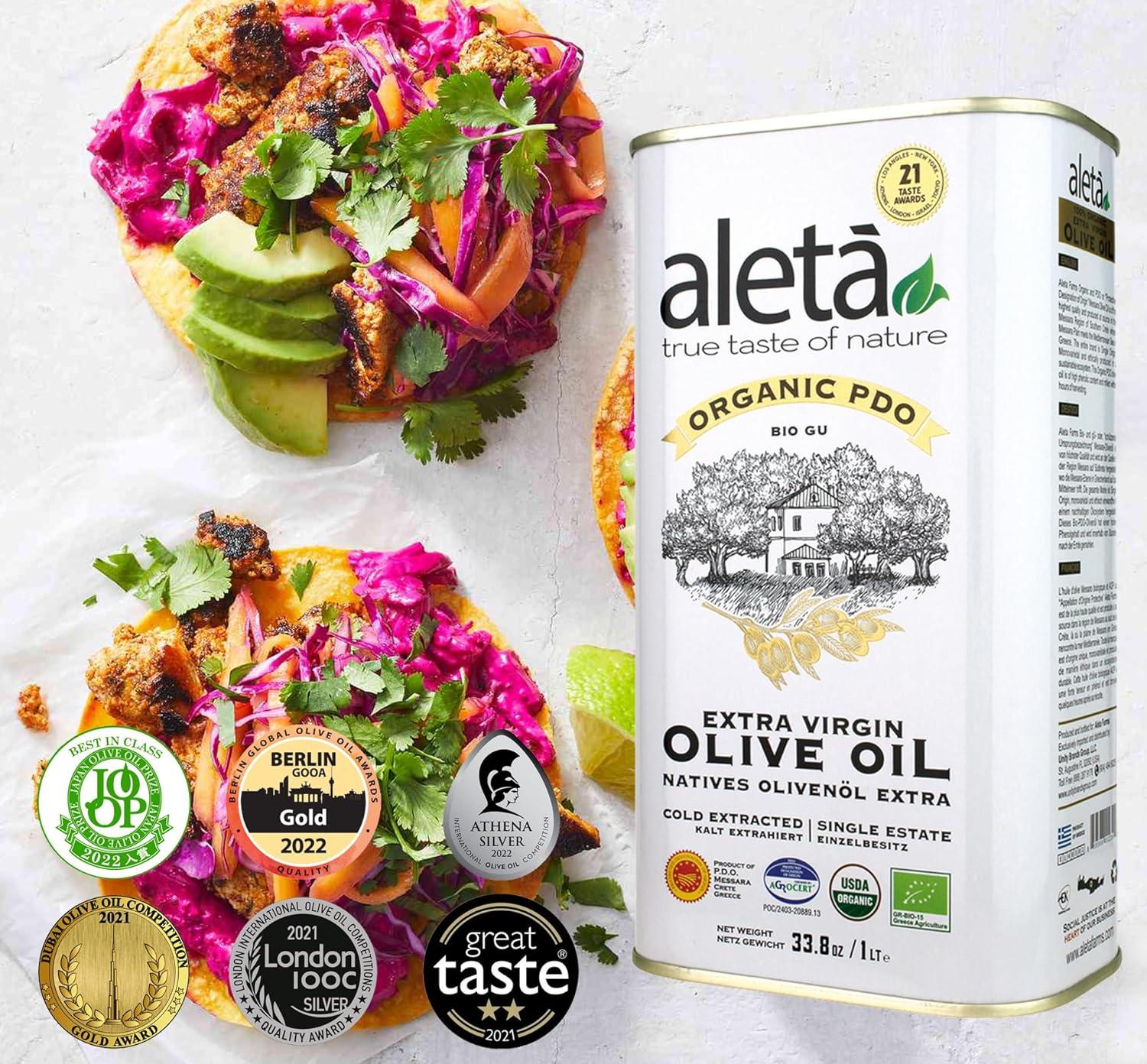 Aleta Organic Greek Extra Virgin Olive Oil in Metal Tin