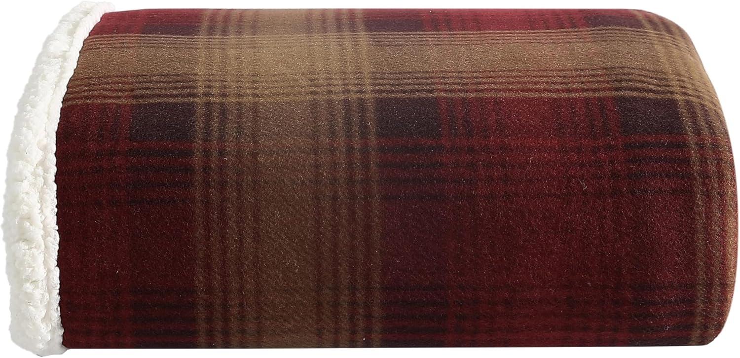 50"x70" Oversized Nordic Plaid Throw Blanket Raisin - Eddie Bauer: Cozy Fleece, Machine Washable