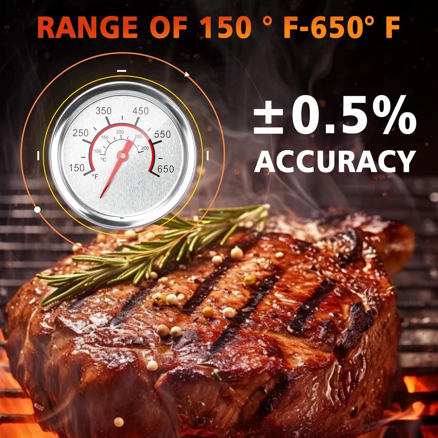 Hisencn 2.36'' Temperature Gauge for Charbroil Grill Replacement Parts, Grill Thermometer Gauge for Weber, Kenmore, Nexgrill, Brinkmann, Jenn Air Grill