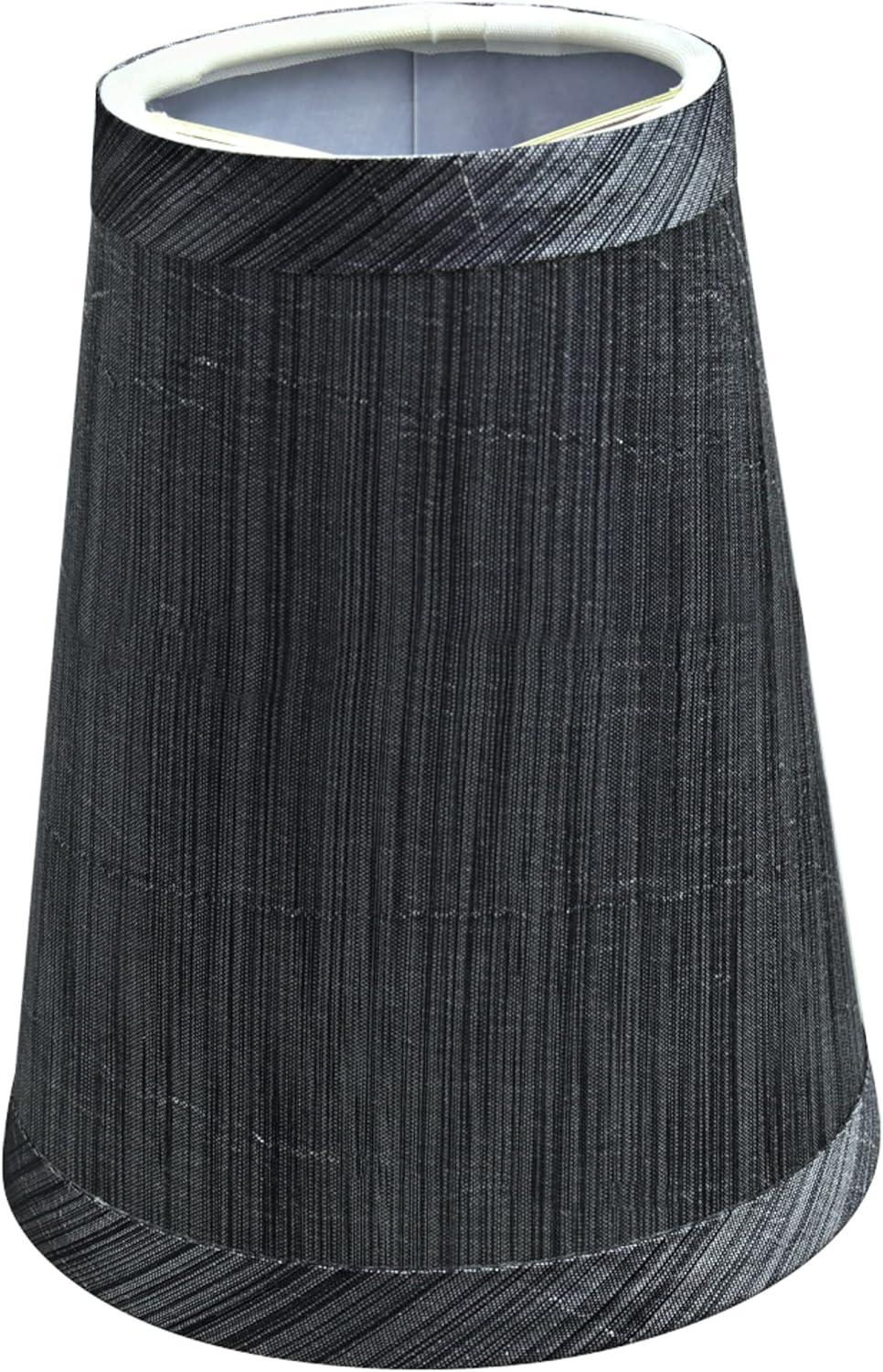 Aspen Creative 32651-2 Small Hardback Empire Shape Chandelier Clip-On Lamp Shade Set (2 Pack), Transitional Design in Grey & Black, 4" bottom width (2 1/2" x 4" x 5")