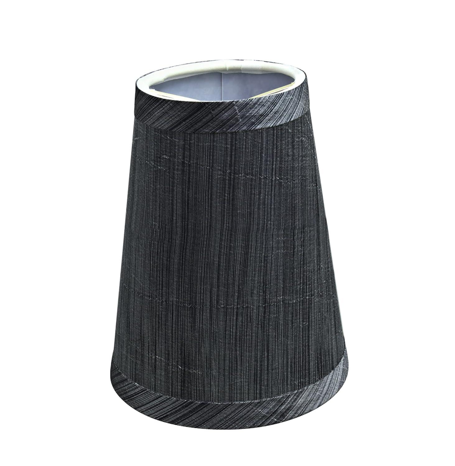 Aspen Creative 32651-2 Small Hardback Empire Shape Chandelier Clip-On Lamp Shade Set (2 Pack), Transitional Design in Grey & Black, 4" bottom width (2 1/2" x 4" x 5")