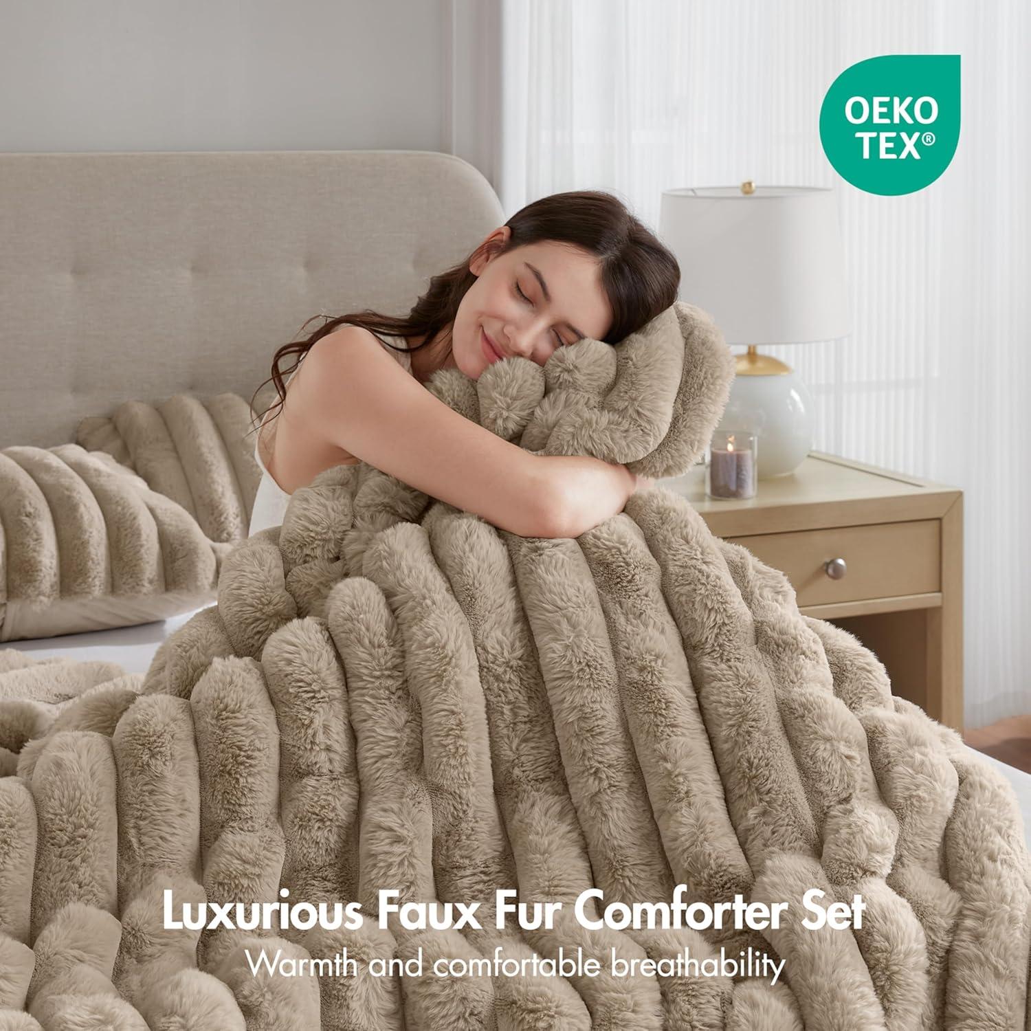 Madison Park Jasmine 3 Piece Ultrasoft Faux Fur Ribbed Comforter Set & Reviews | Wayfair