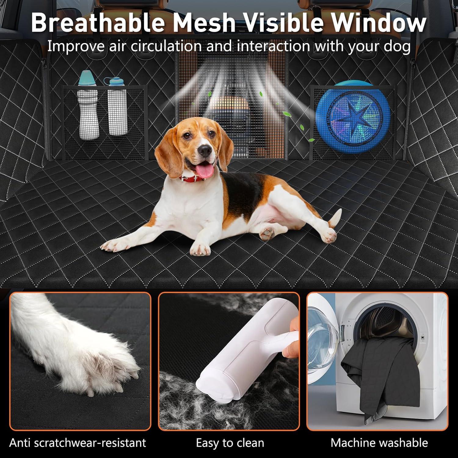 Dog car seat Cover for Back seat 2025 Upgraded 100% Waterproof and Scratch Resistant Rear Seat Hard Bottom Extension - Dog Car Seat Holds Up to 400 lb Pet for Cars, Trucks and SUVs (Black)
