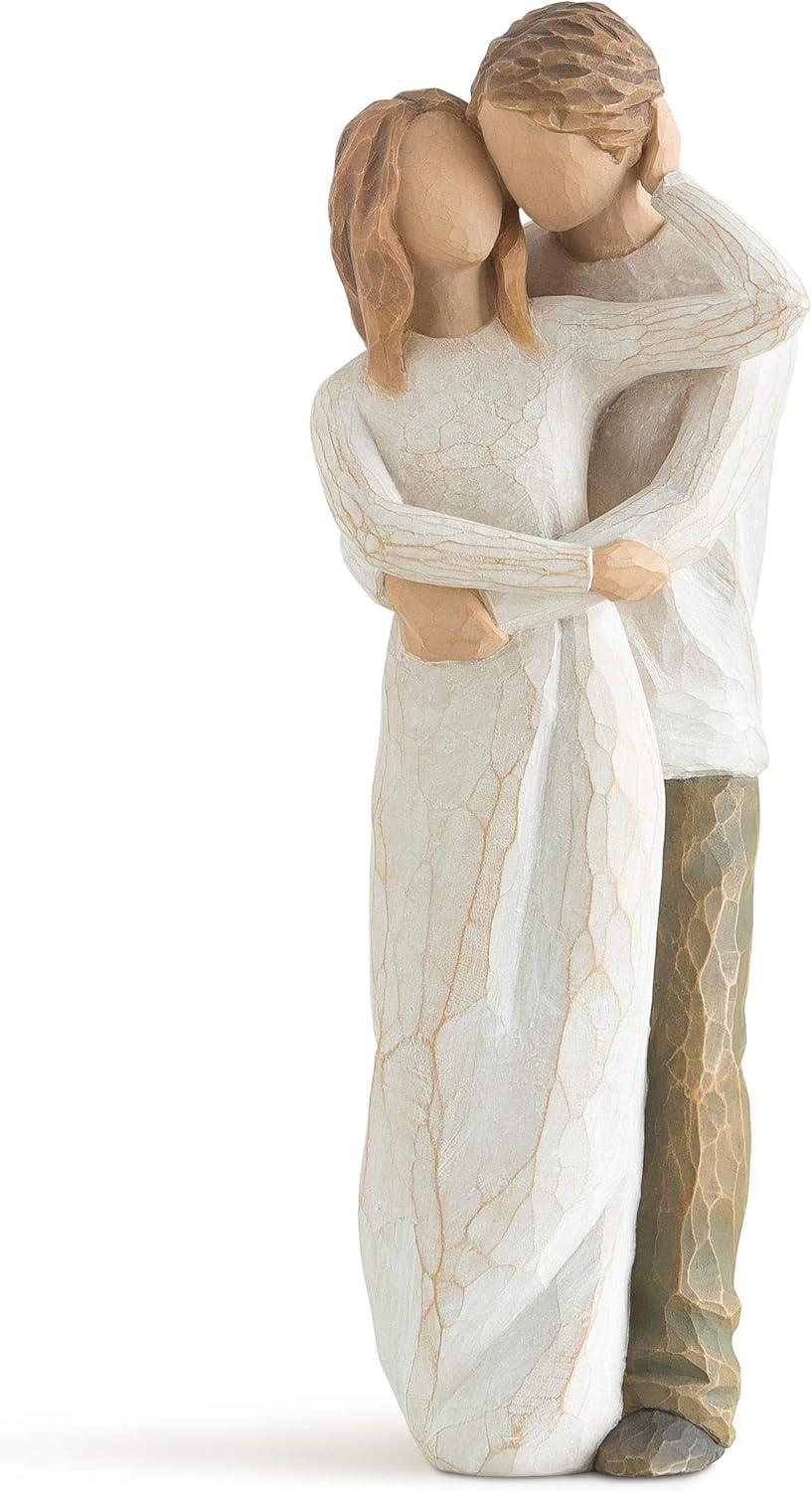 Hand-Painted Resin Couple Embrace Figurine, 9-inch