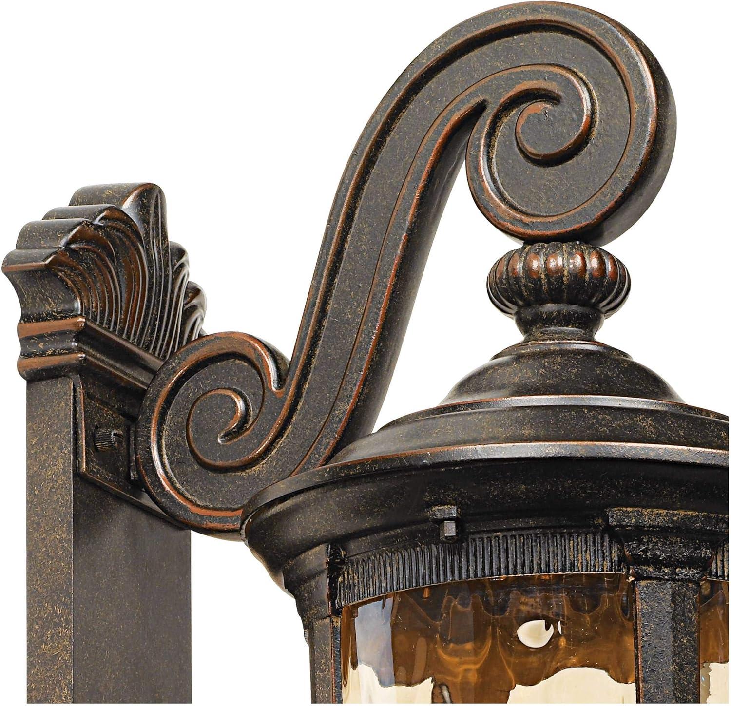 Bellagio Traditional Bronze Outdoor Wall Light with Champagne Hammered Glass