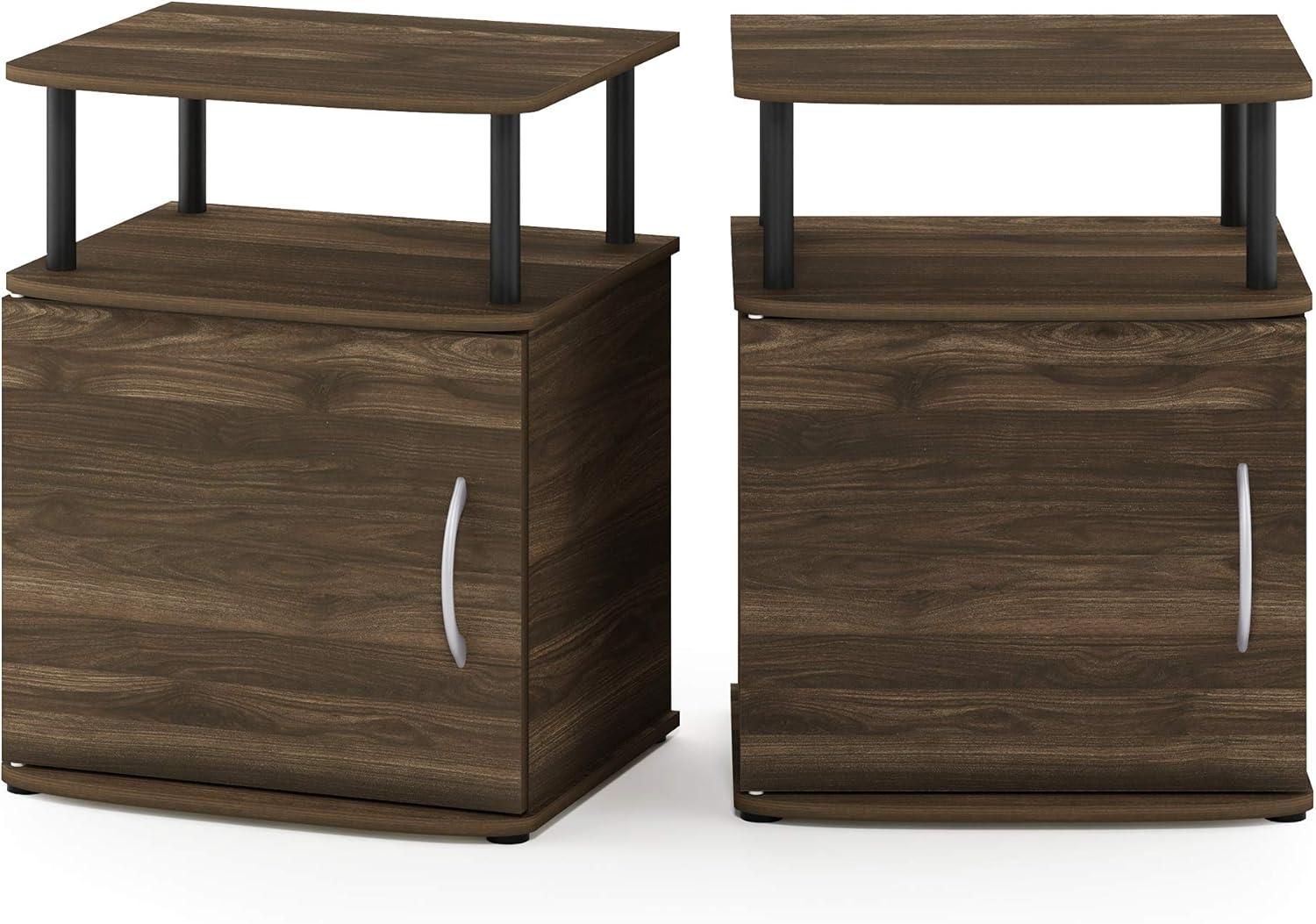 Furinno JAYA Utility Design End Table, Set of Two, Columbia Walnut/Black