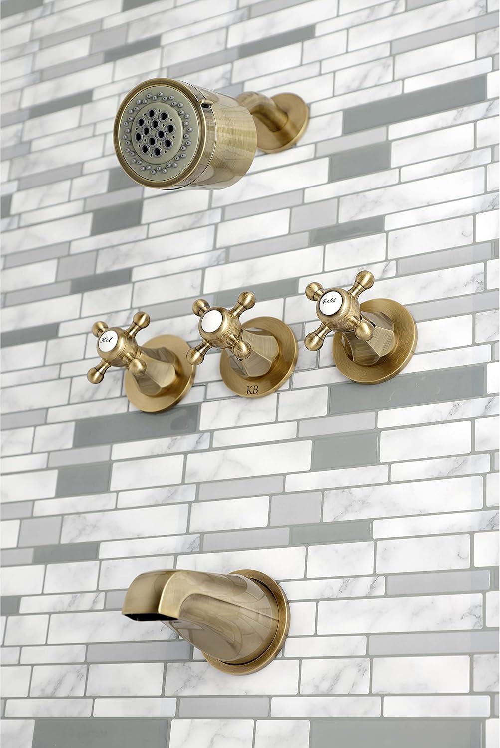 Kingston Brass Metropolitan Triple-Handle Tub and Shower Faucet