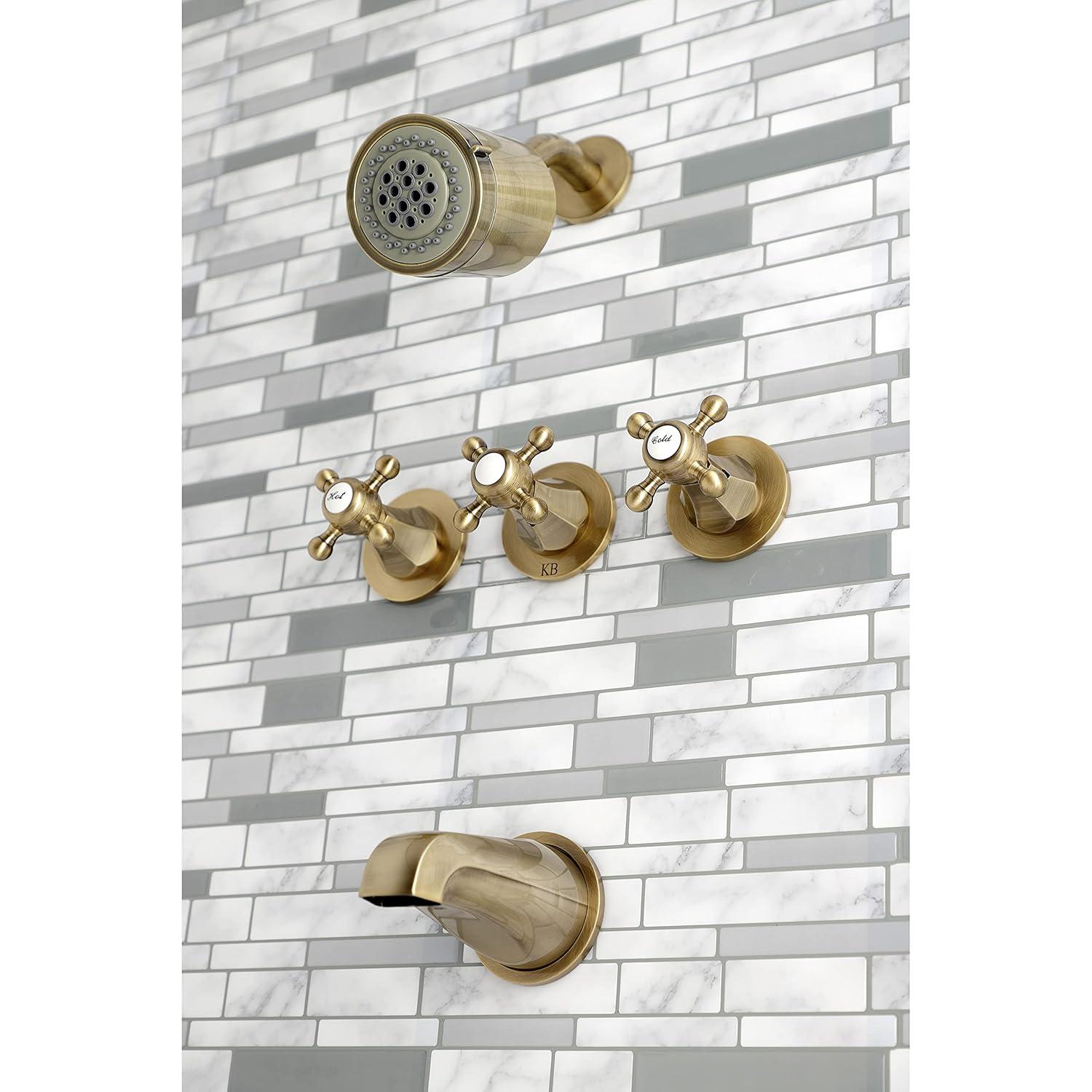 Kingston Brass Metropolitan Triple-Handle Tub and Shower Faucet