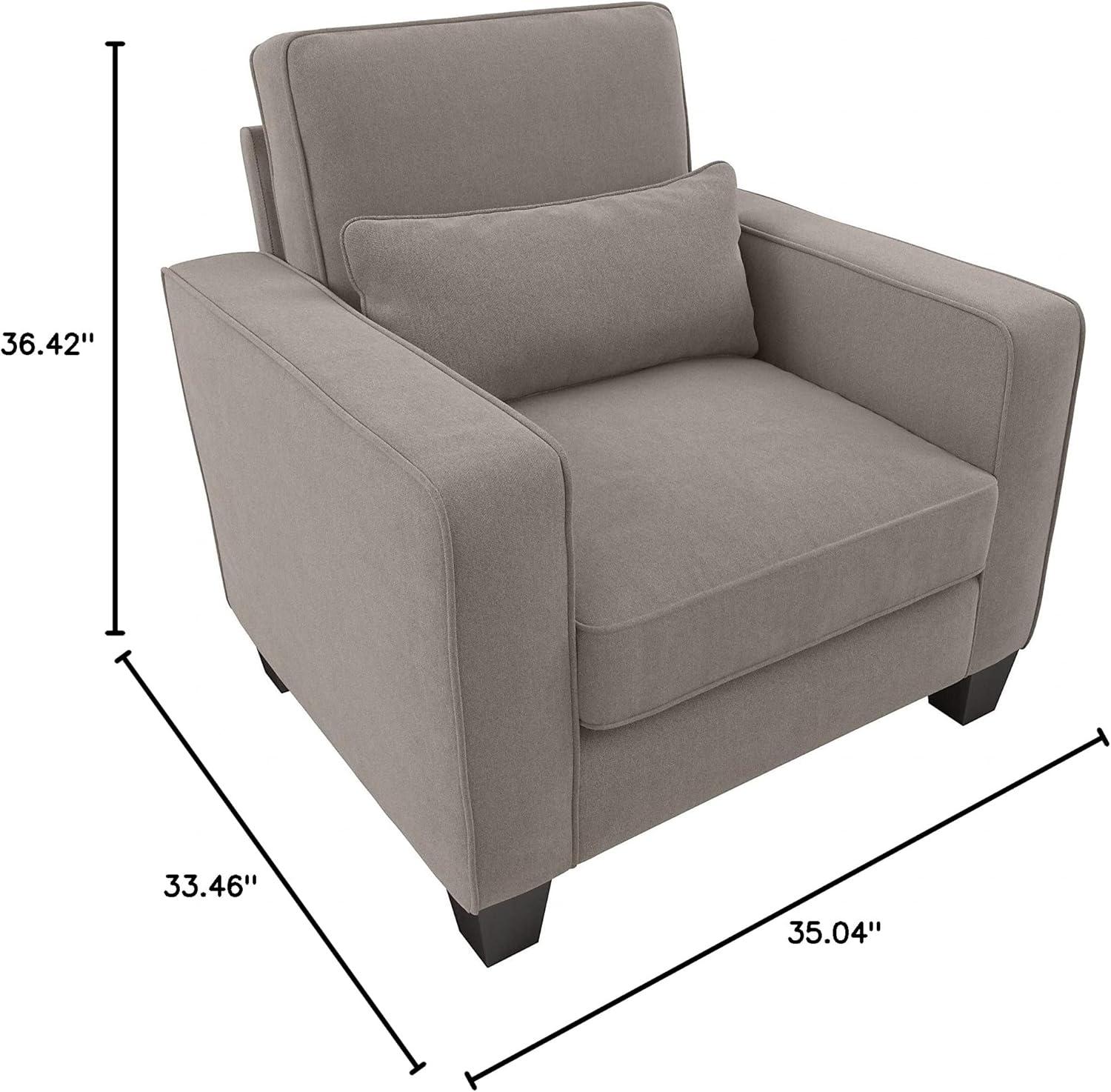 Stockton Accent Chair with Arms in Beige Herringbone Fabric