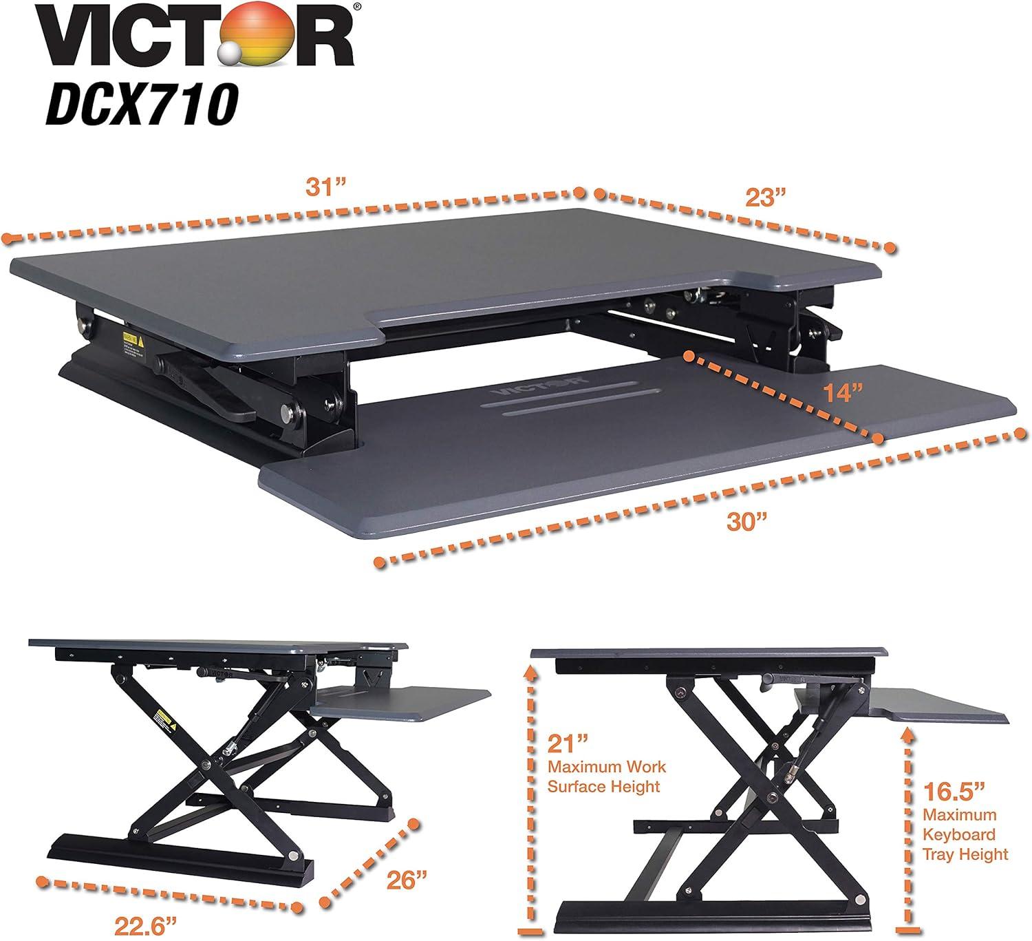 Gray Adjustable Height Standing Desk Converter with Keyboard Tray