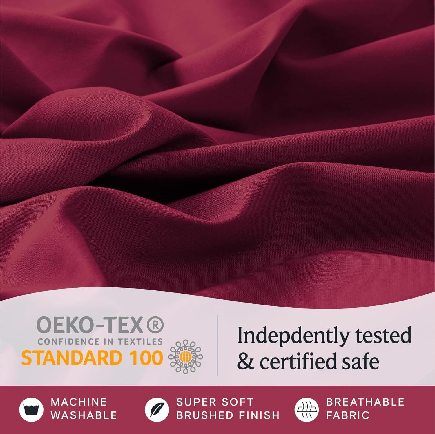 LuxClub 3 PC Burgundy King Silky Soft Cooling Deep Pocket Performance Sheet Set