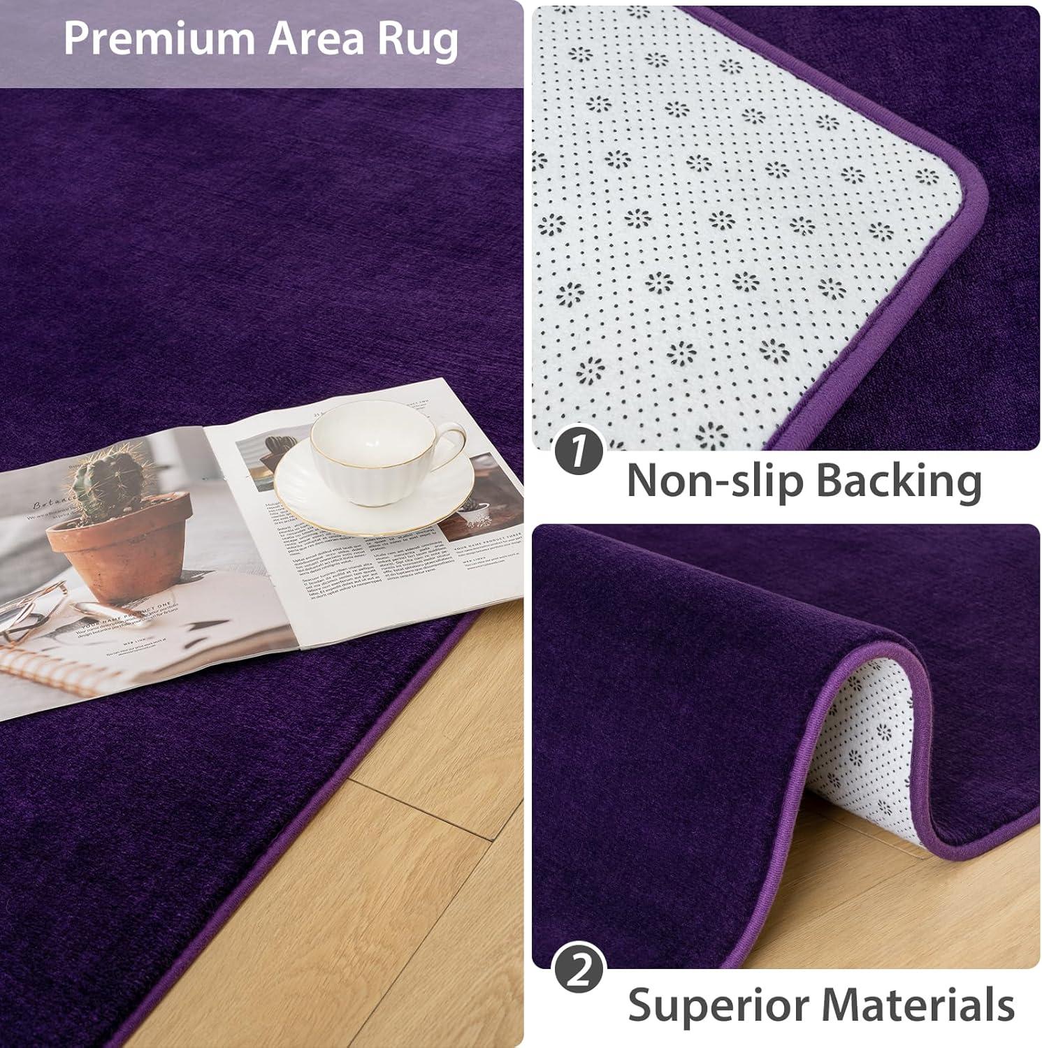 Athaniel Solid Color Machine Woven Polypropylene Area Rug in Purple