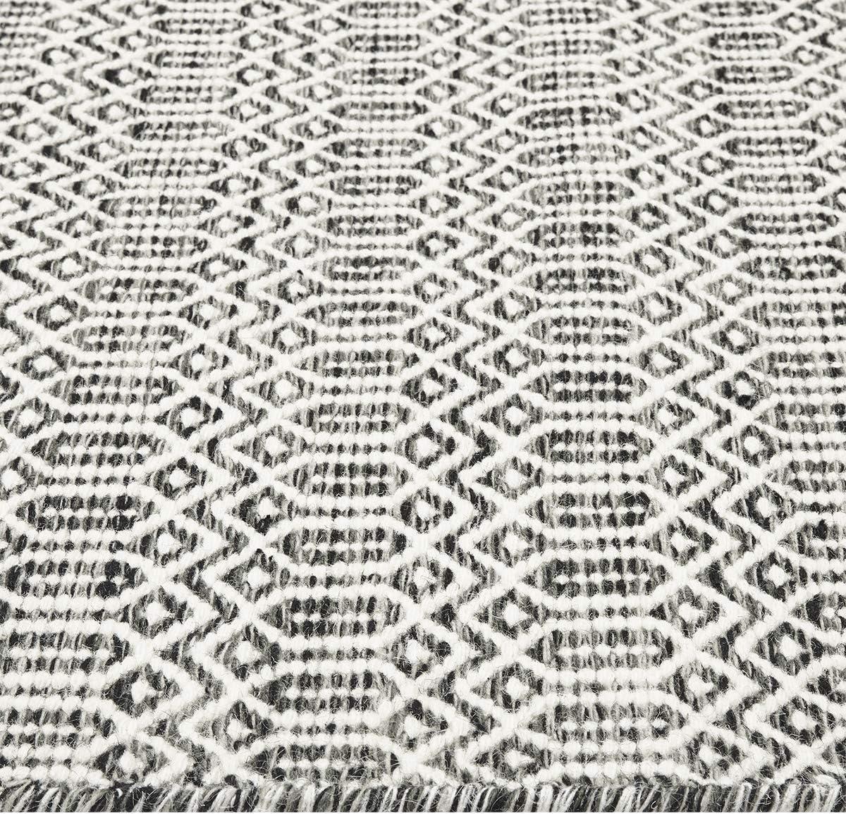 Charcoal Geometric Wool 6' x 9' Handmade Flat Woven Rug