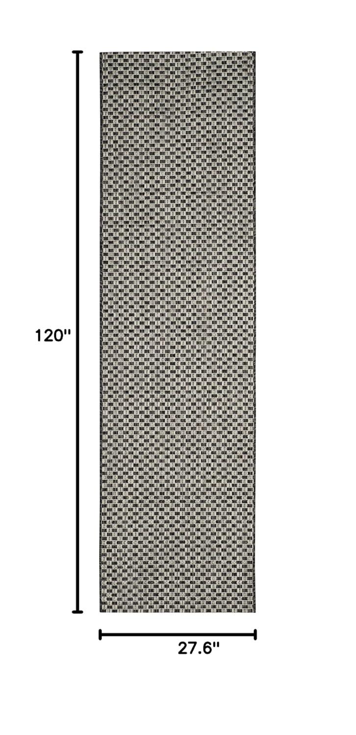 Courtyard CY8653 Power Loomed Indoor and Outdoor Runner Rug - Black/Light Grey - 2'3"x10' - Safavieh