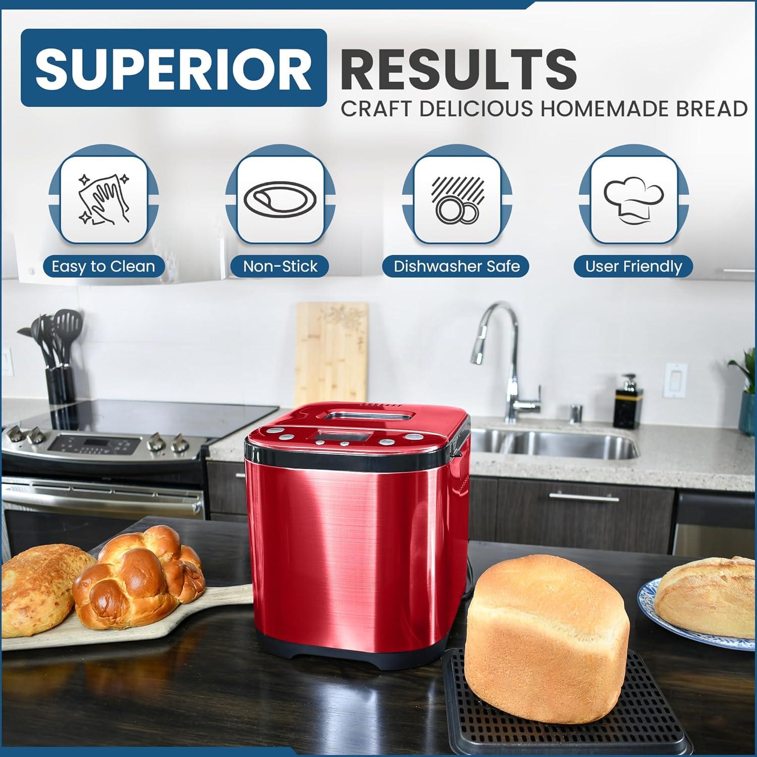 CULINARY CHEF Automatic Bread Maker, Red