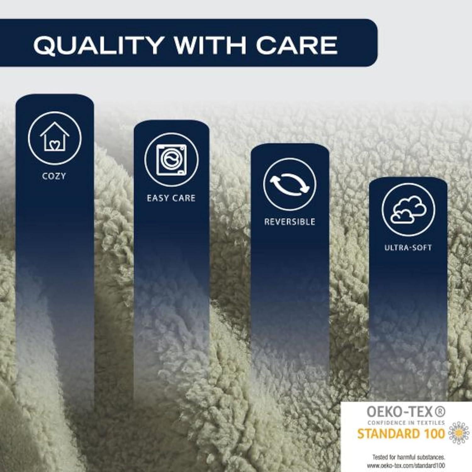 Nautica - Throw Blanket, Ultra Soft Plush Sherpa Bedding, Warm & Cozy Home Decor for Bed or Couch, Dorm Room Essentials (Saltmarsh Grey, 50" x 60")