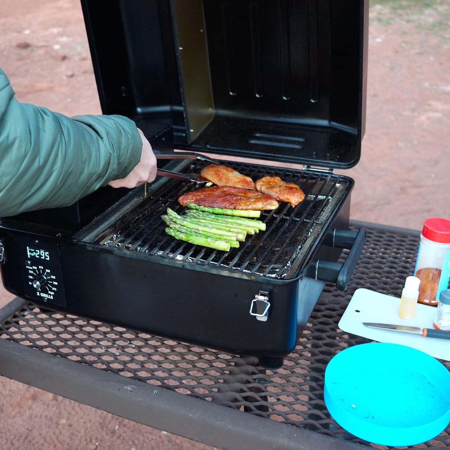 Portable Black Alloy Steel Wood Pellet Tabletop Grill