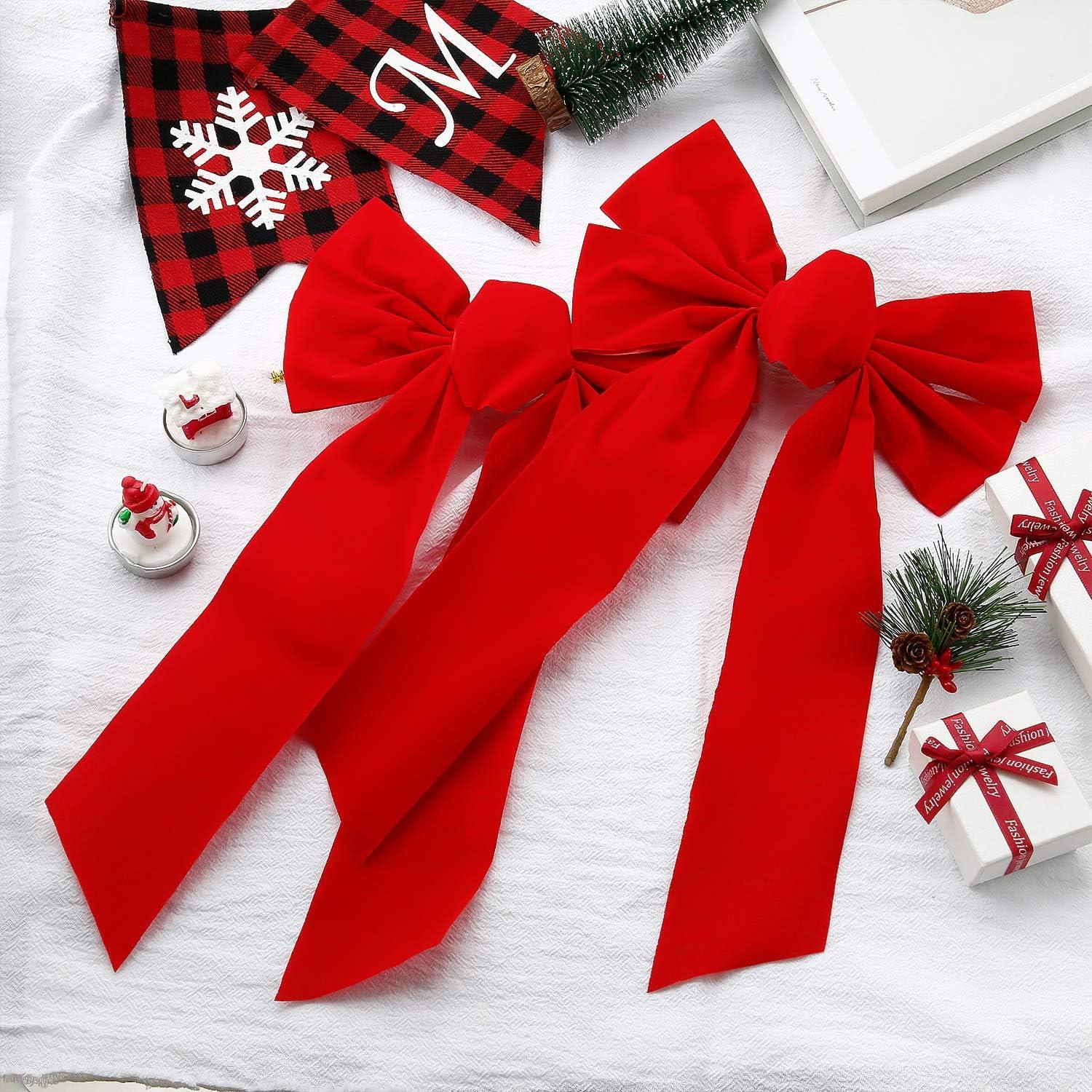 JOYFY 12pcs Christmas Red Velvet Bow Decoration for Christmas Party
