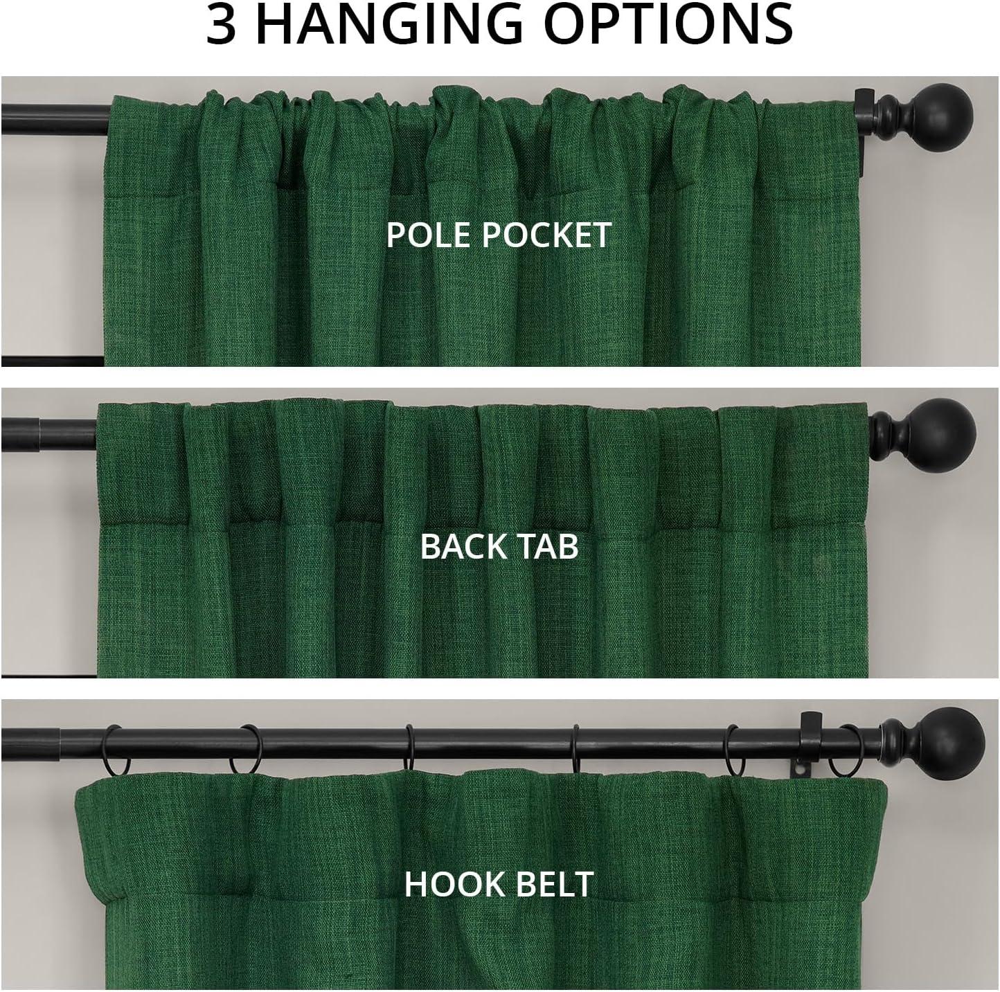 HPD Half Price Drapes Key Green Faux Linen Room Darkening Curtains for Bedroom & Living Room Curtains (1 Panel), Door & Window Curtains 84 inches long, Rod Pocket Curtains & Drapes, 50W X 84L
