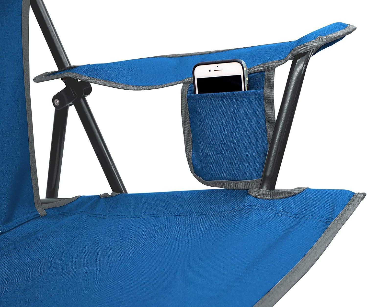 Saybrook Blue Adjustable Canopy Camping Chair with Armrests