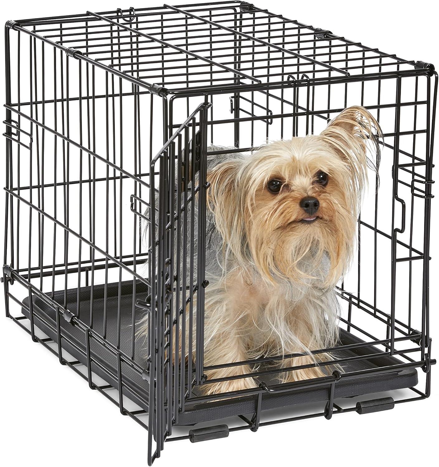 Black Metal Single Door Dog Crate with Leak-Proof Pan