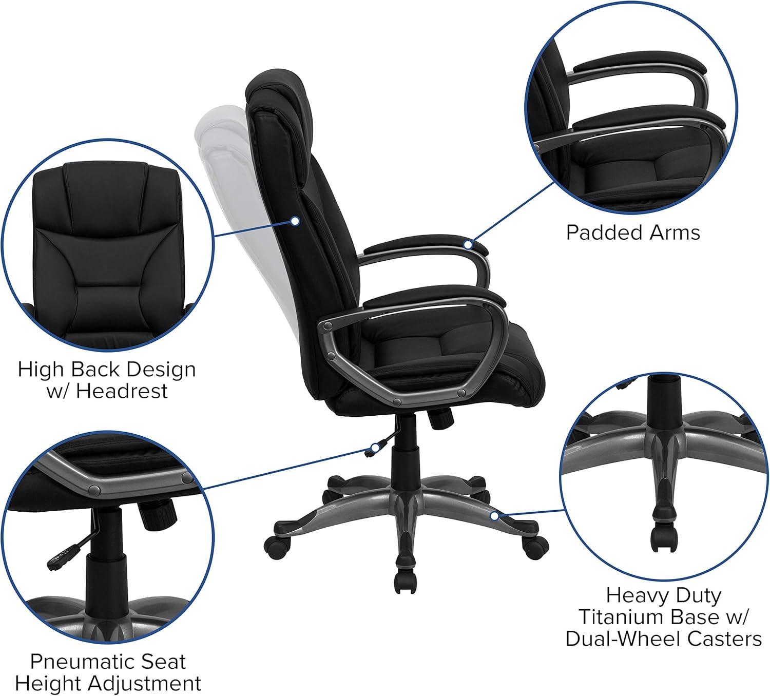 Ergonomic High Back Black LeatherSoft Swivel Executive Chair