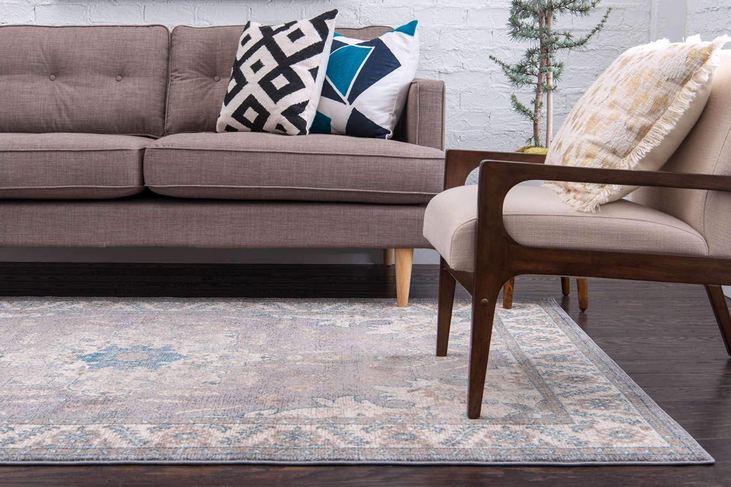 Unique Loom 7' 1 x 10' 0 Gray Salzburg Altstadt Area Rug