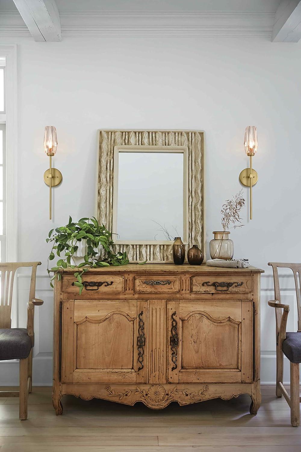 Ana 1-Light Wall Sconce w/ Faceted Heavy-Cut Diamond-Shaped Crystal Shade - Heritage Brass