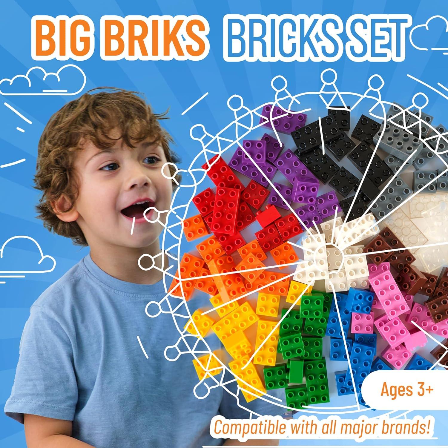 Strictly Briks Toy Large Building Blocks For Kids and Toddlers, Big Bricks Set For Ages 3 and Up, 12 Rainbow Colors, 108 Pieces