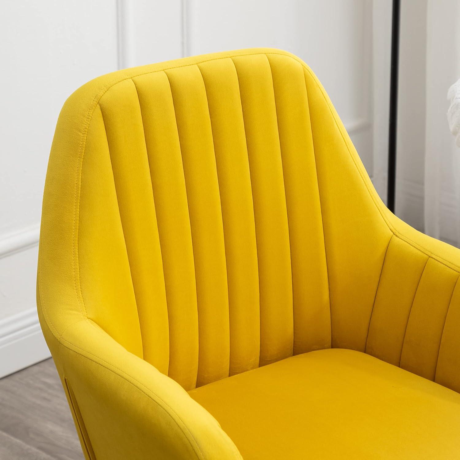 Roundhill Furniture Tuchico Contemporary Velvet Upholstered Accent Chair, Yellow