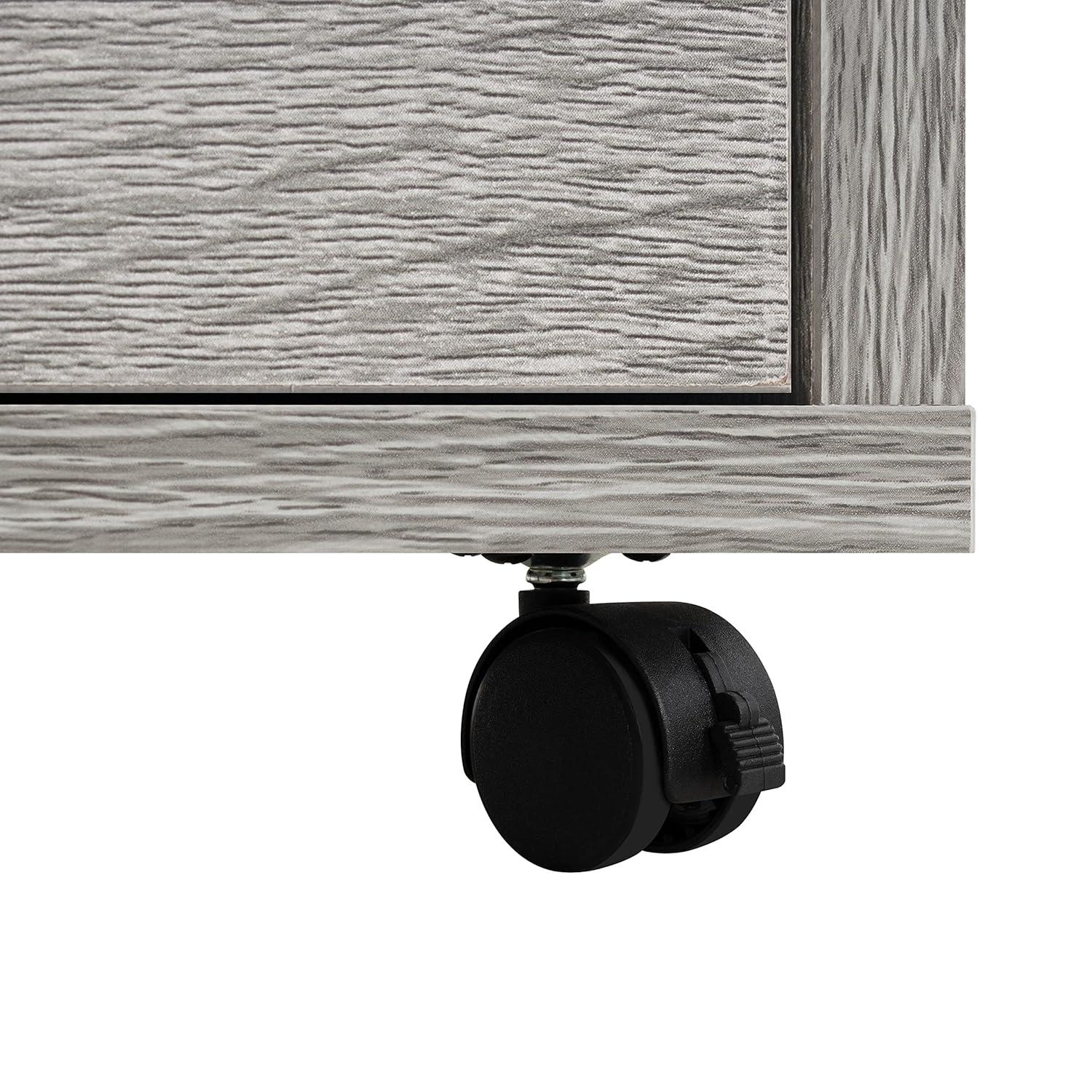 Grey Oak 5-Drawer Office Storage Cabinet with Casters