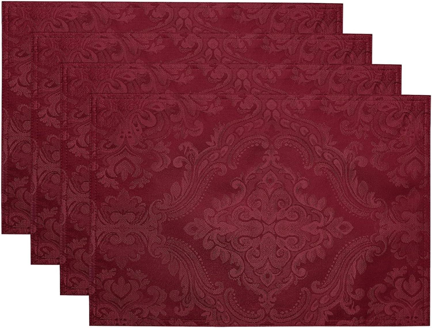 Elrene Caiden Elegance Damask Placemat, Set of 4 - 13" x 19" - Elrene Home Fashions