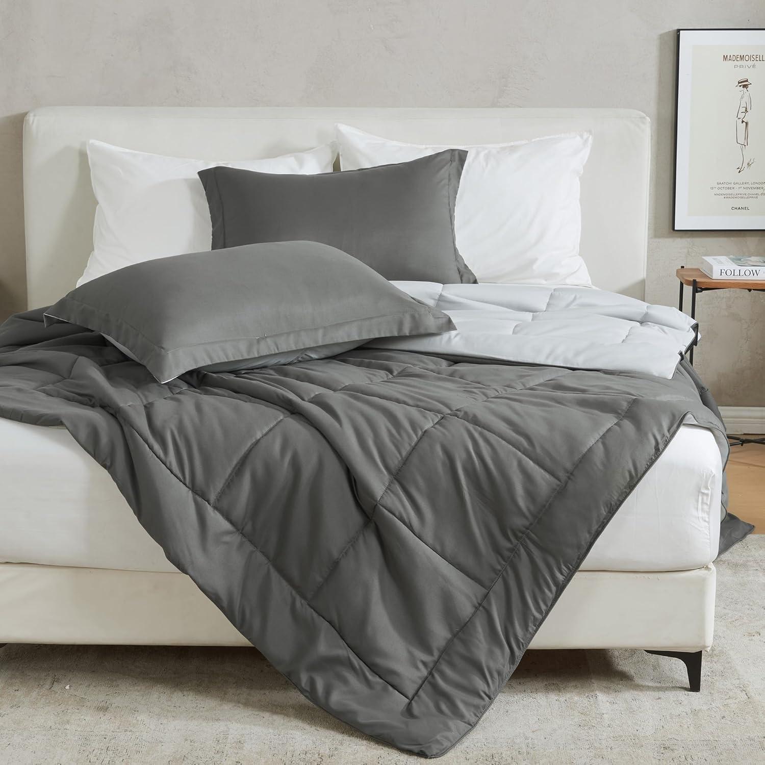 FreshFolds Reversible Microfiber Comforter Set with Shams