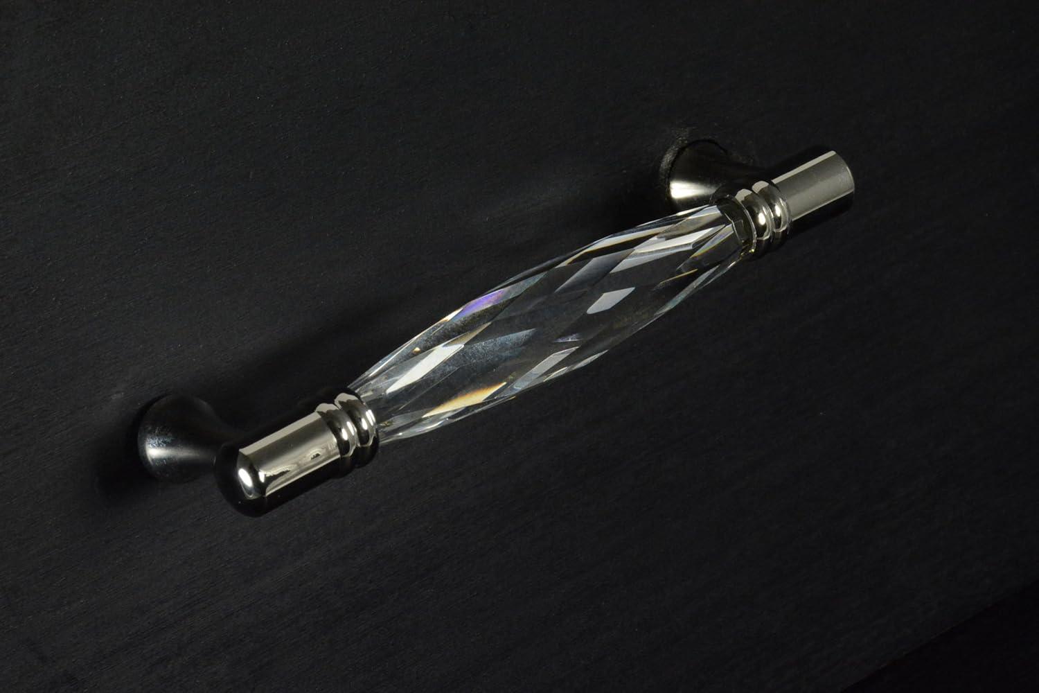 CKP #G-300 Brilliance Collection 3-3/4 in. (96mm) Crystal Pull, Clear with Polished Nickel Base