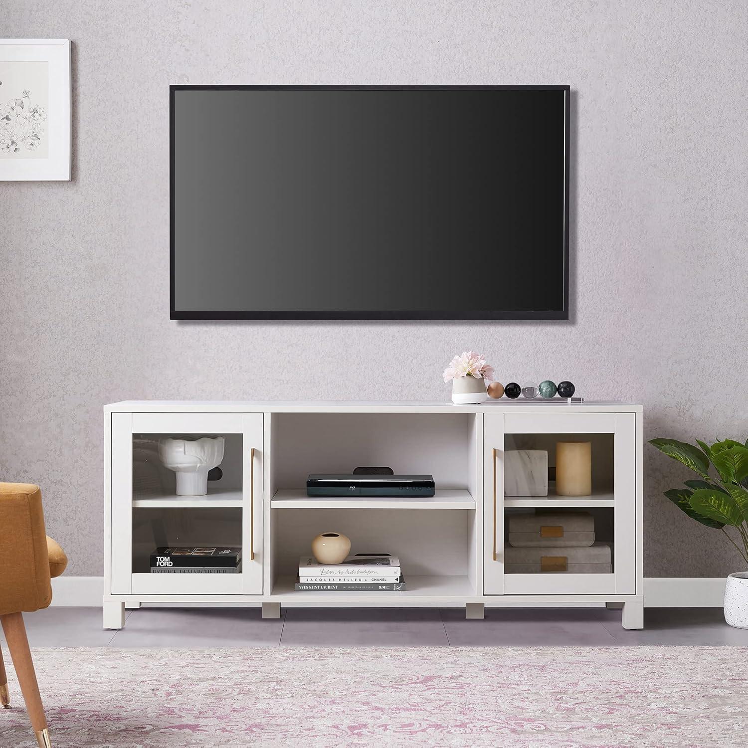 Evelyn&Zoe Quincy Rectangular TV Stand for TV's up to 65", White