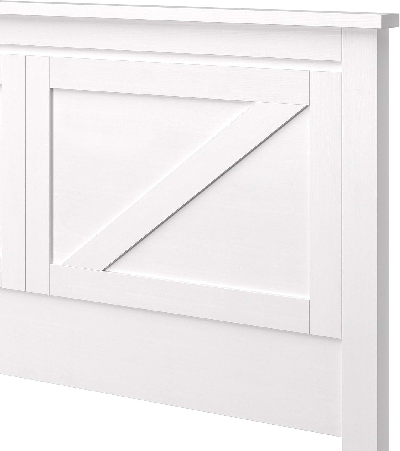 Glenwillow Home Farmhouse Style Wood Panel Headboard in Gloss White, Full Size