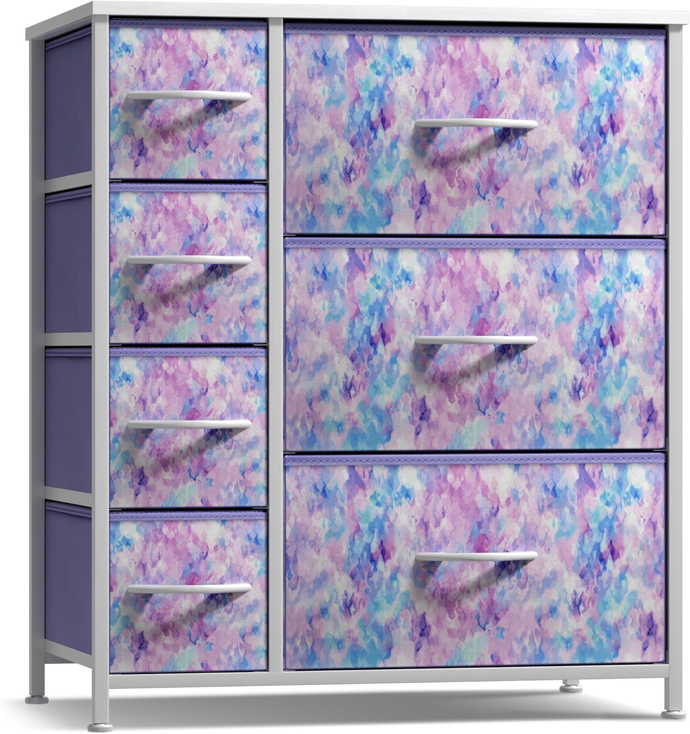 Sorbus Dresser with 7 Drawers - Storage Chest Organizer with Steel Frame, Wood Top, Handles, Fabric Bins