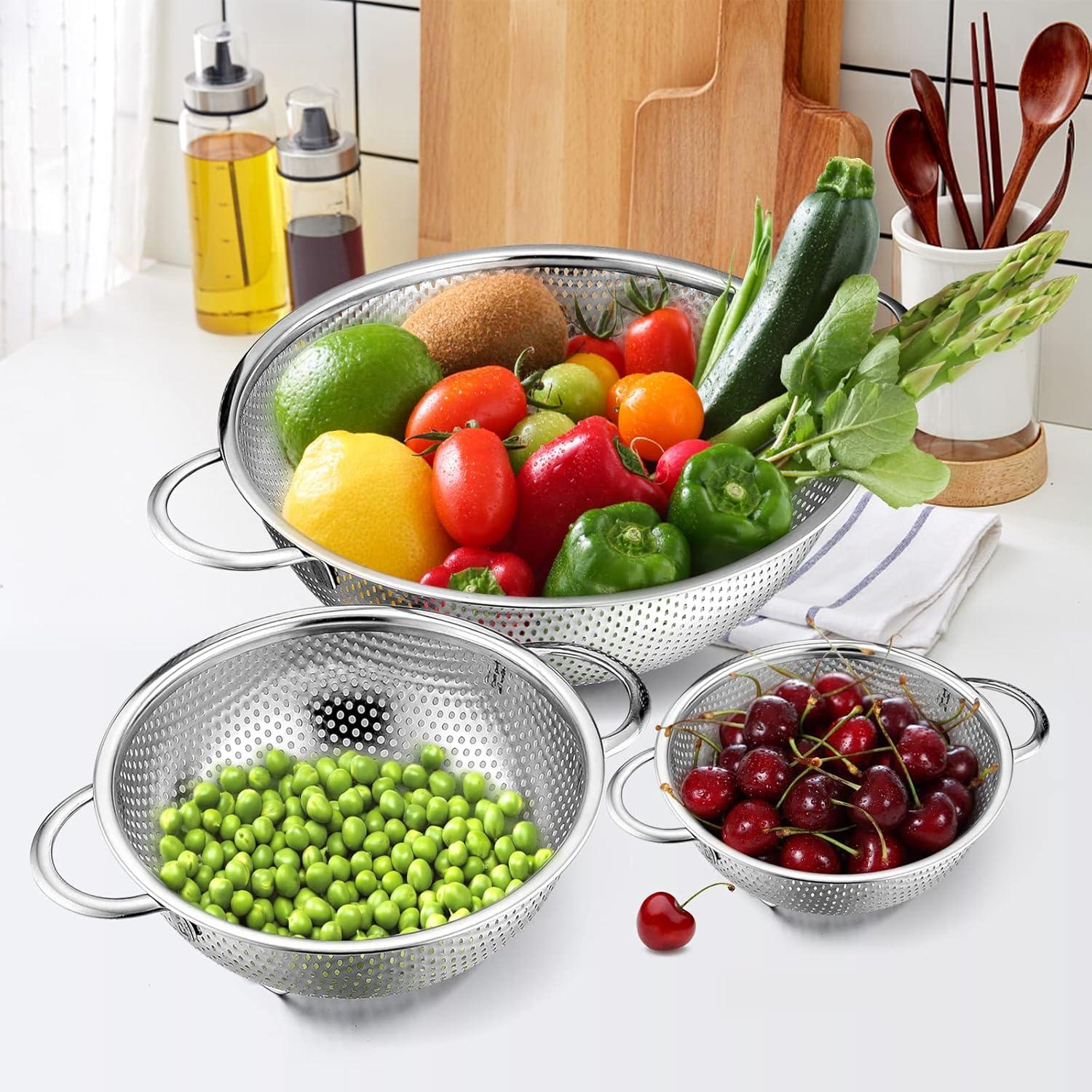 Stainless Steel Micro-Perforated 3-Piece Colander Set