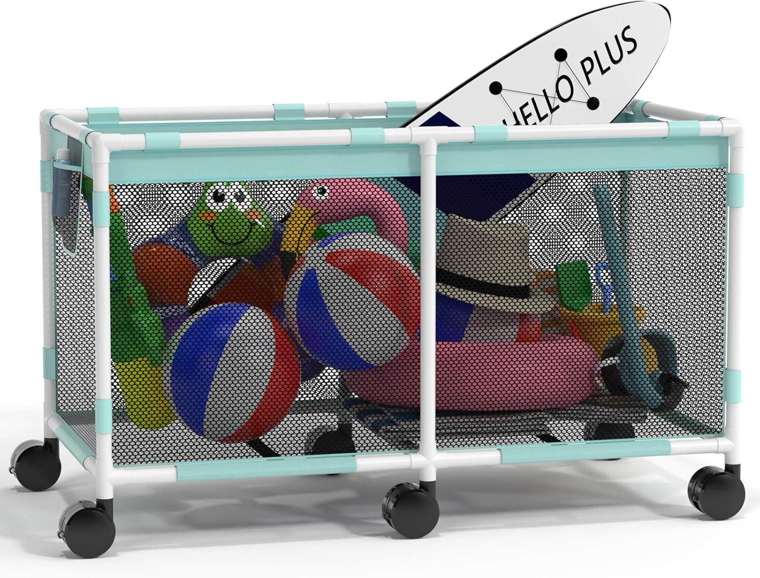 Rebrilliant 007D93BB8F684D4CA4067711D7E12131 Extra Large Pool Storage Bin, 235 Gallons, Waterproof & Heat-Resistant Pvc Mesh, Easy Assembly, 69" L X 32" W X 35" H, Vitality Mint