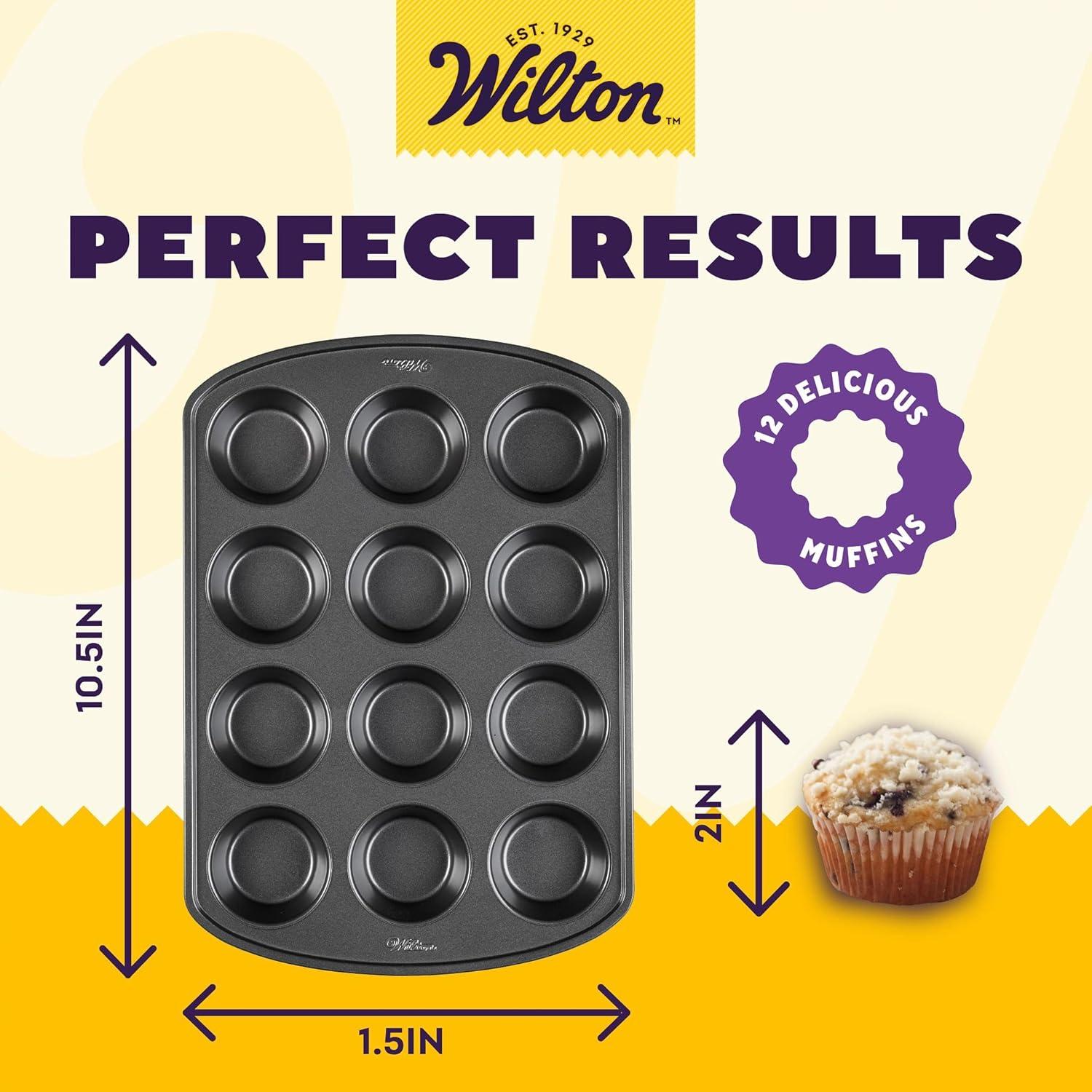 Wilton 191002982 Perfect Results Nonstick 12-Cup Muffin Pan