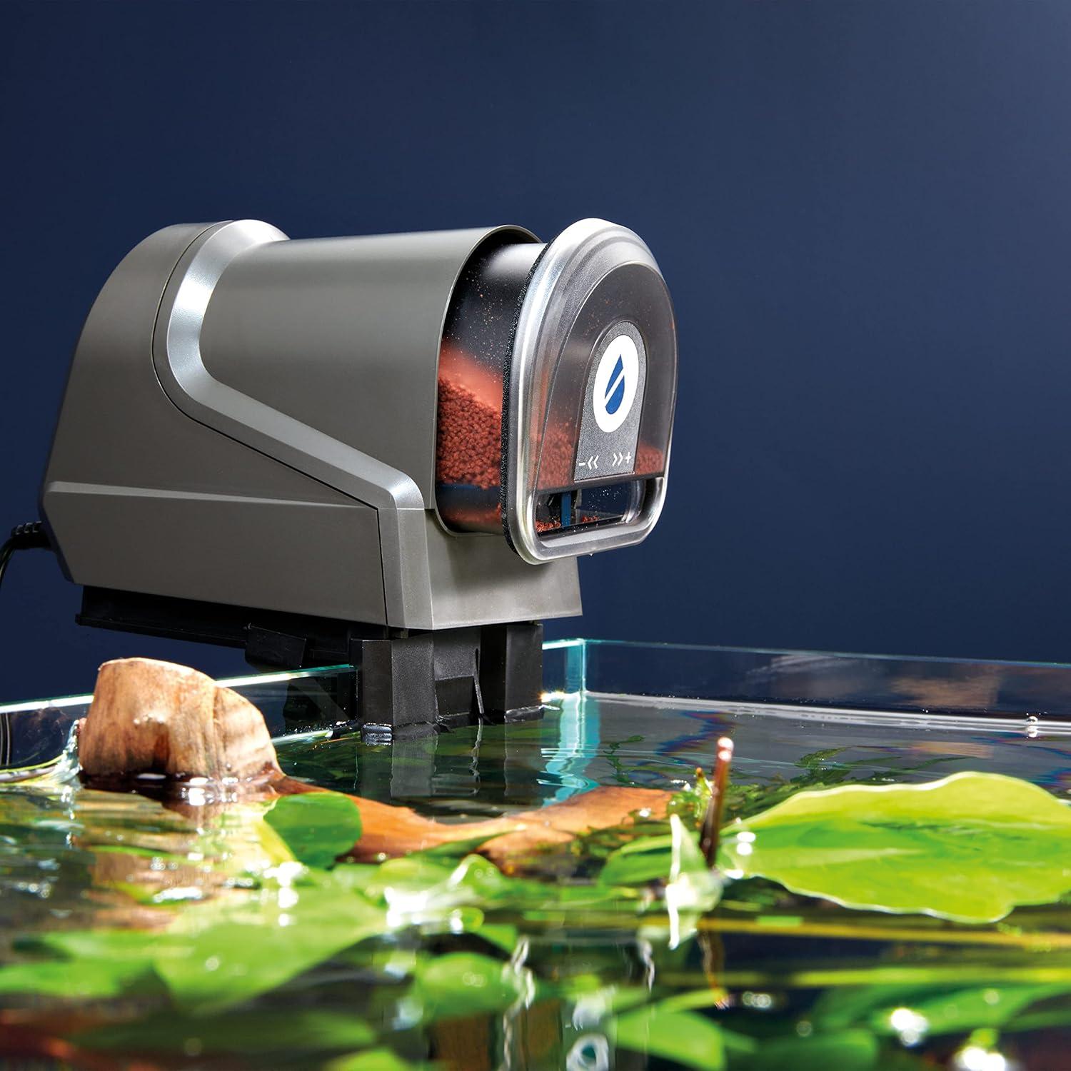 Black Battery-Powered Automatic Fish Feeder with LCD Display